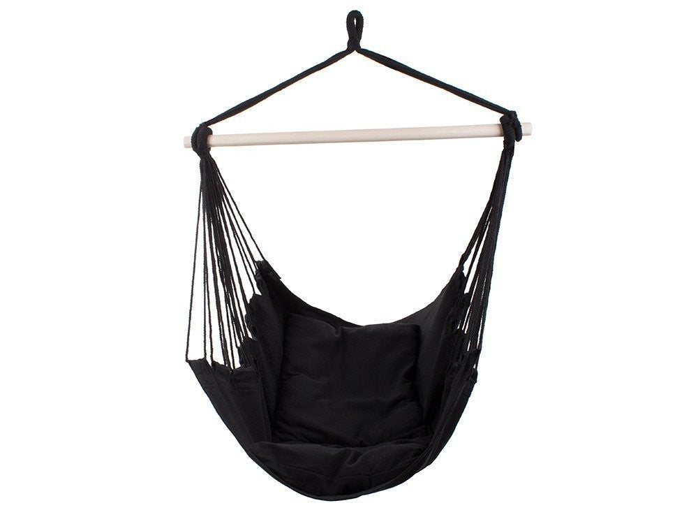Hamac brésilien suspendu avec 2 coussins noir