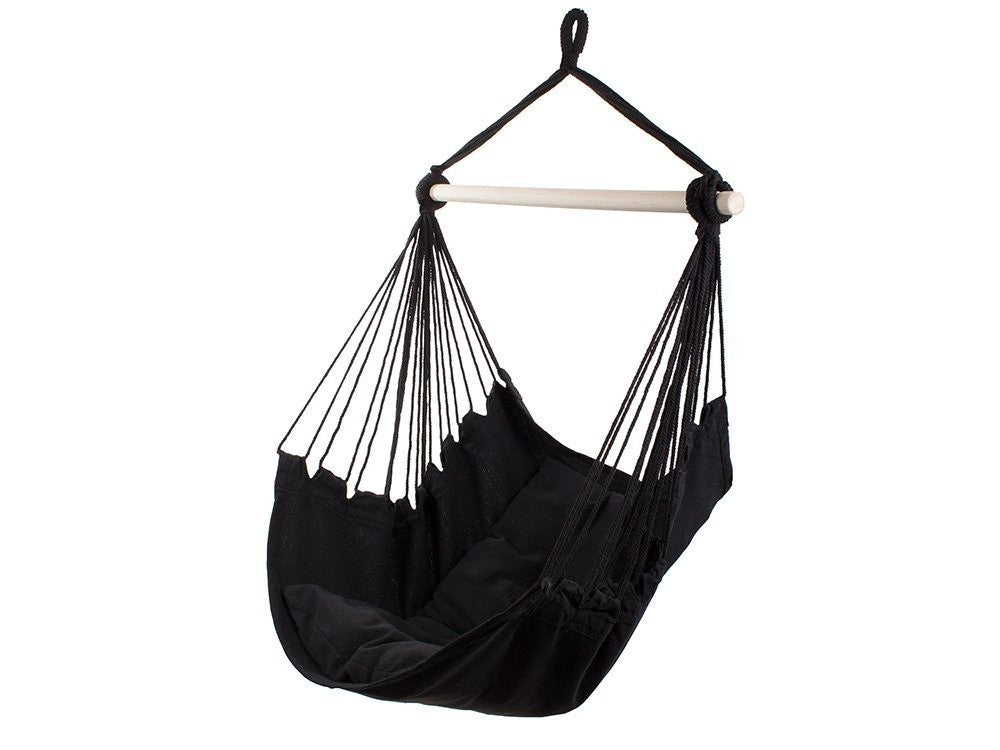Hamac brésilien suspendu avec 2 coussins noir