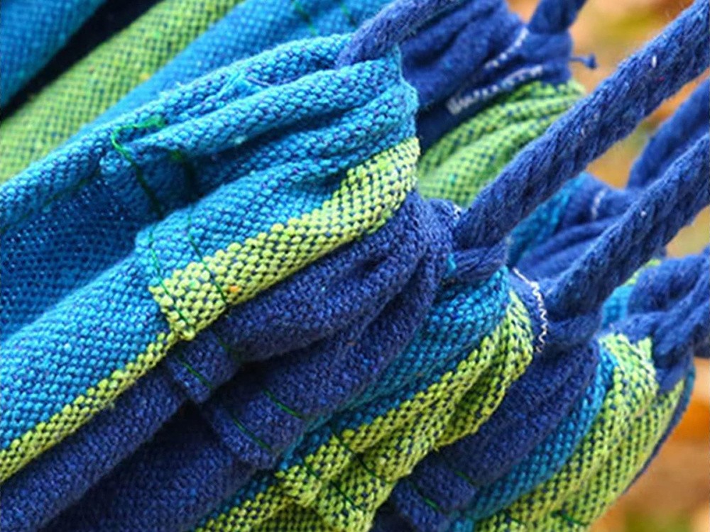 Hamac brésilien deux place avec coussin XXL 260x150 cm bleu foncé et vert