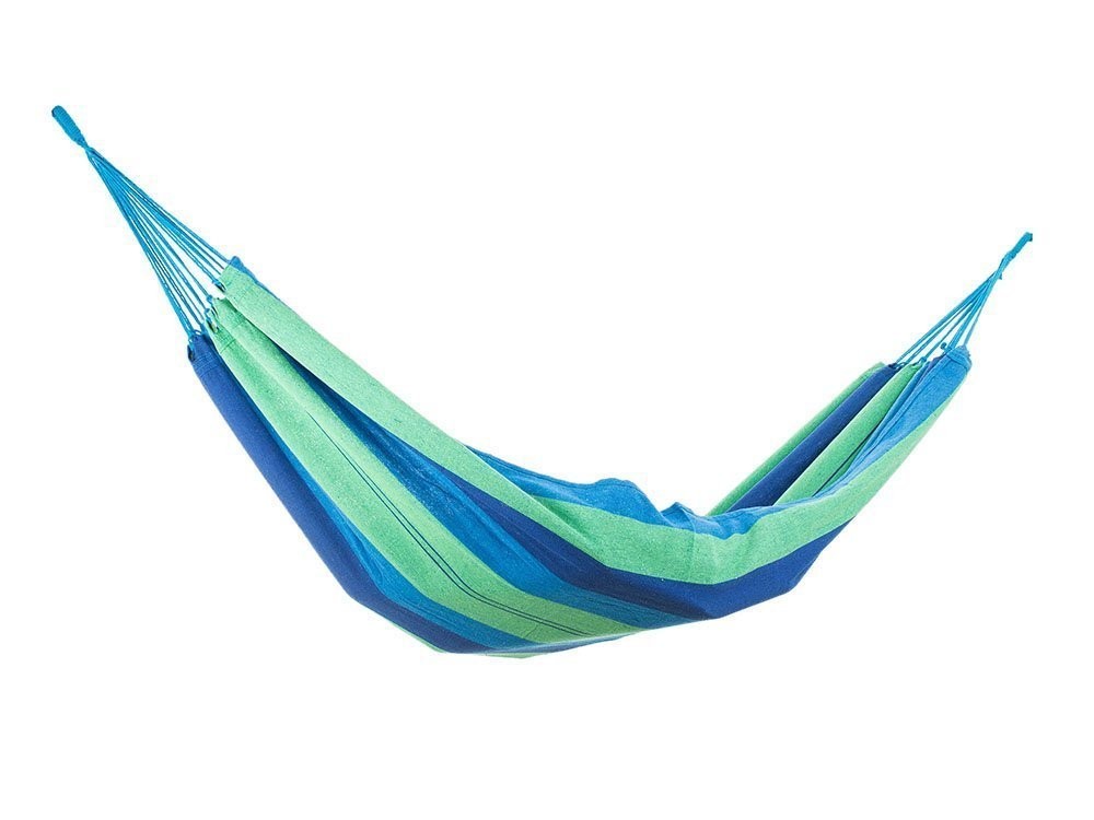 Hamac de jardin suspendu bleu et vert 200x80 cm avec housse de transport