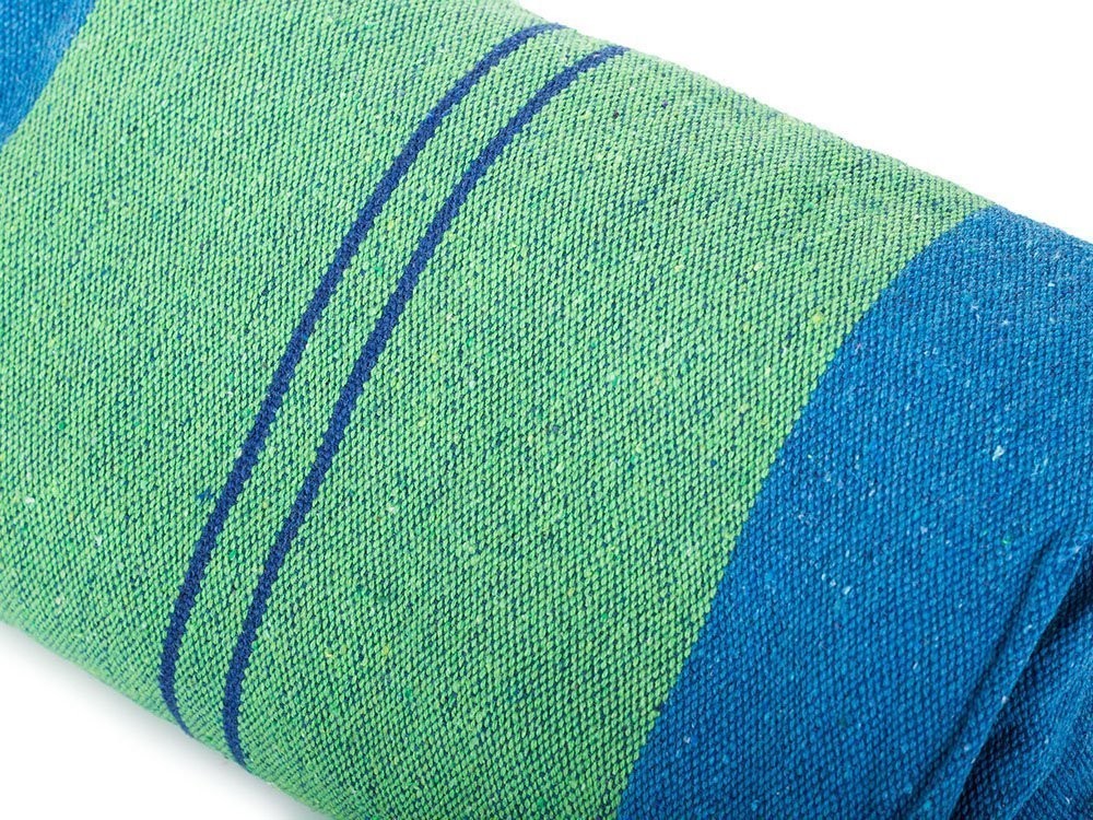 Hamac de jardin suspendu bleu et vert 200x80 cm avec housse de transport