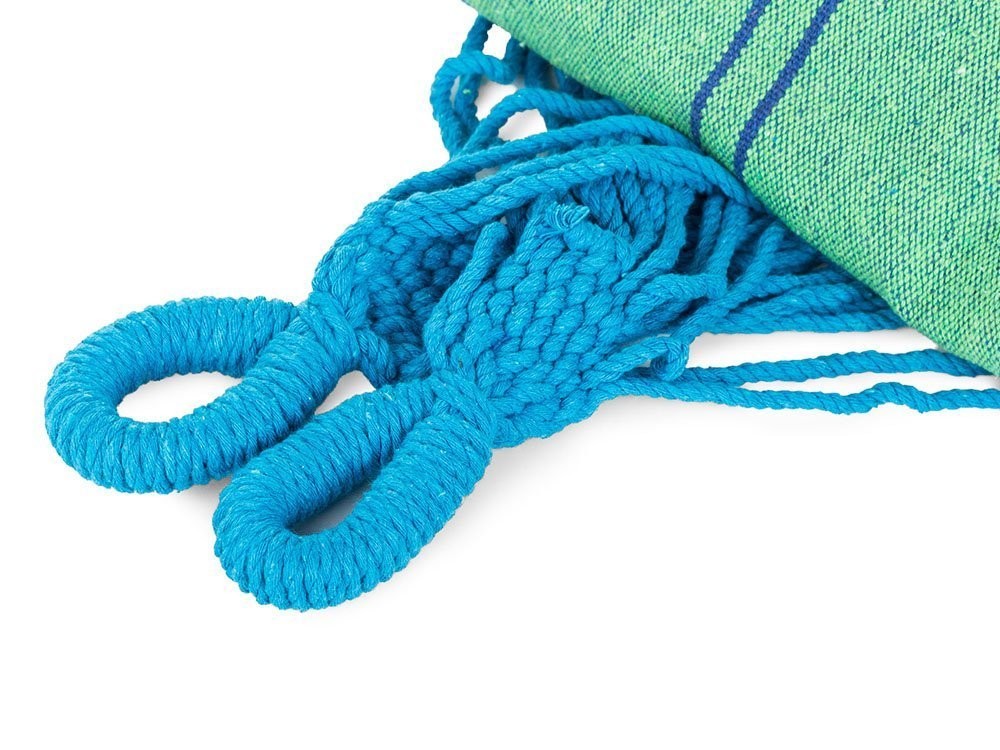 Hamac de jardin suspendu bleu et vert 200x80 cm avec housse de transport