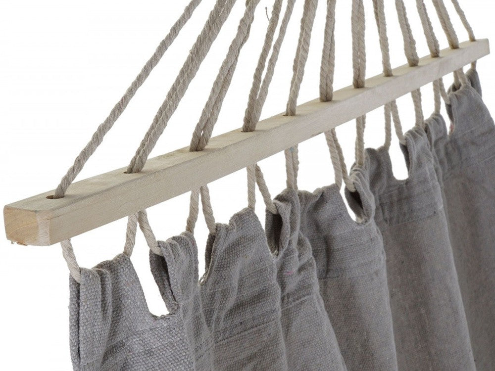 Hamac de jardin suspendu grande taille, housse avec serre-tête en cordes 200 cm gris