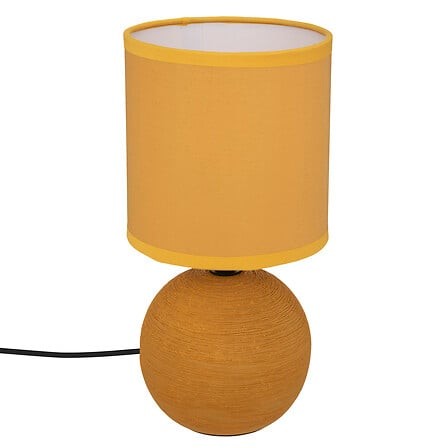 Lampe boule striée Timéo haut 25 cm céramique ocre