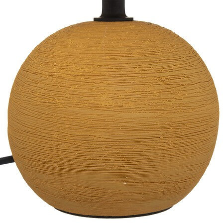 Lampe boule striée Timéo haut 25 cm céramique ocre