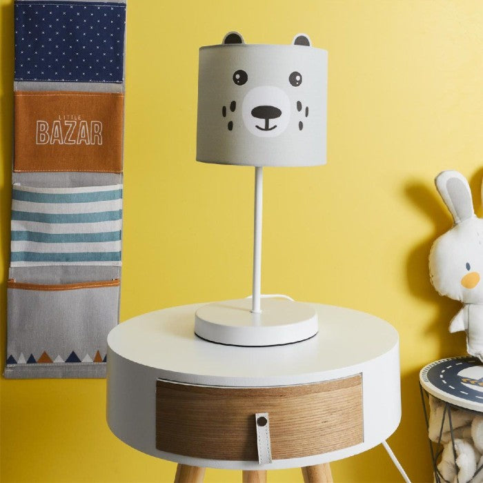 Lampe de Chevet Enfant "Ours" 36cm Gris