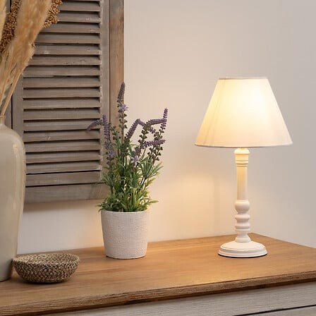 Lampe droite Léo haut 36 cm bois blanc