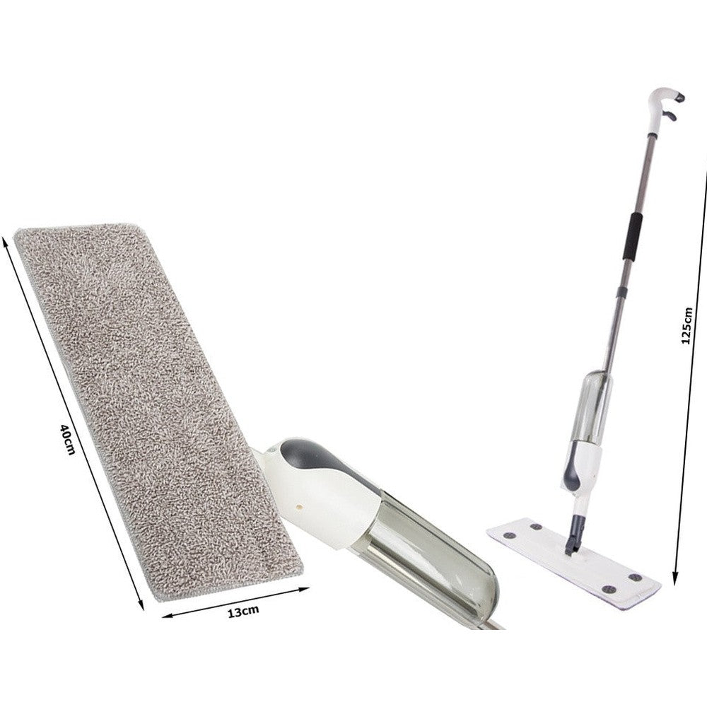 Balai serpillière plat avec pulvérisateur, rotatif + 3 lavette en microfibre
