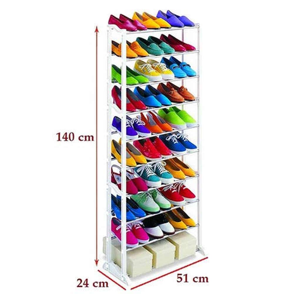 Meuble à chaussures en métal blanc pour 30 paires