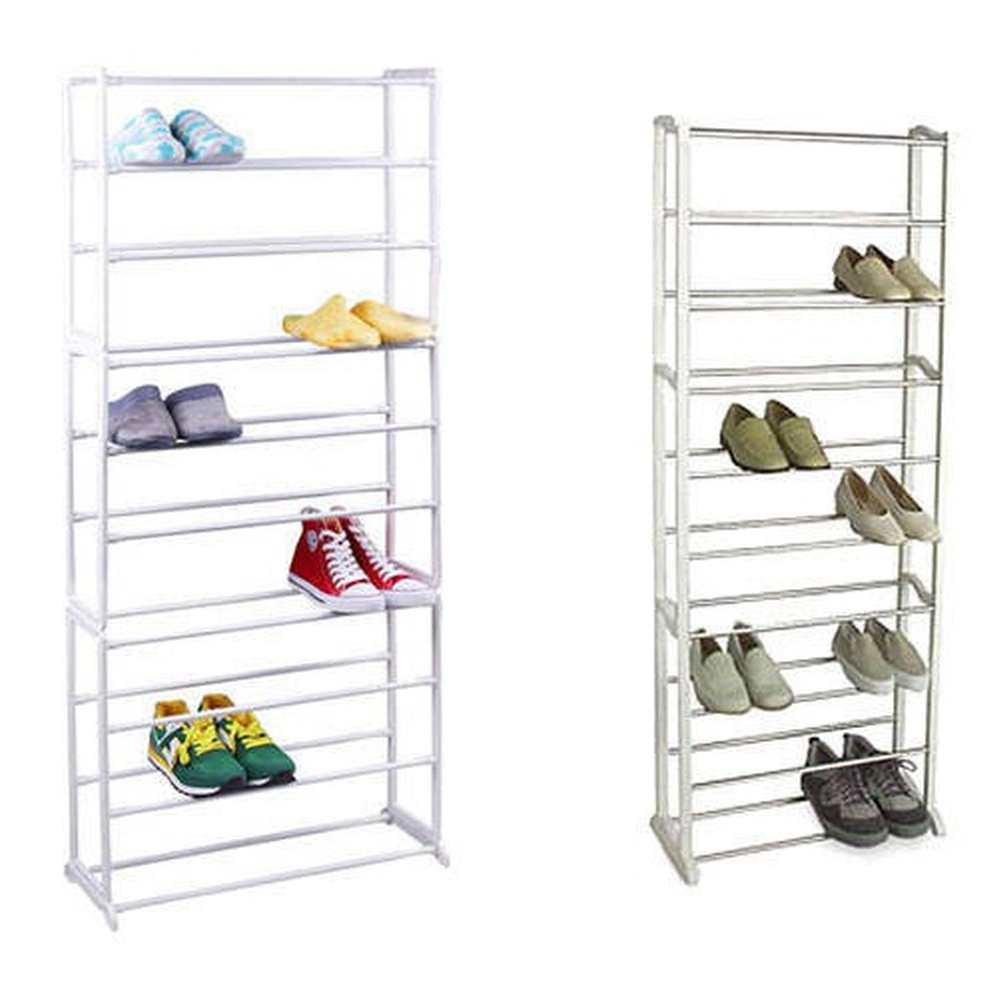 Meuble à chaussures en métal blanc pour 30 paires