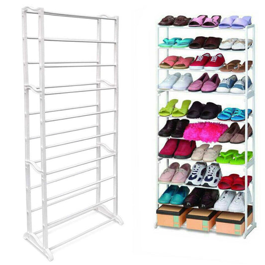 Meuble à chaussures en métal blanc pour 30 paires