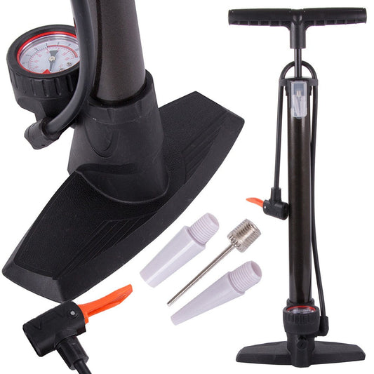 Pompe au sol avec manomètre, embouts de vélo pour pied de voiture