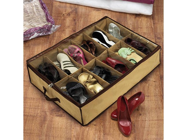 Boîte rangement chaussures avec housse pour 12 paires