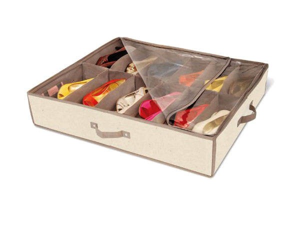 Boîte rangement chaussures avec housse pour 12 paires