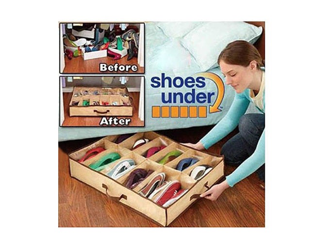 Boîte rangement chaussures avec housse pour 12 paires