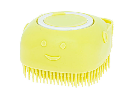 Brosse en silicone pour laver les chiens et les chats jaune
