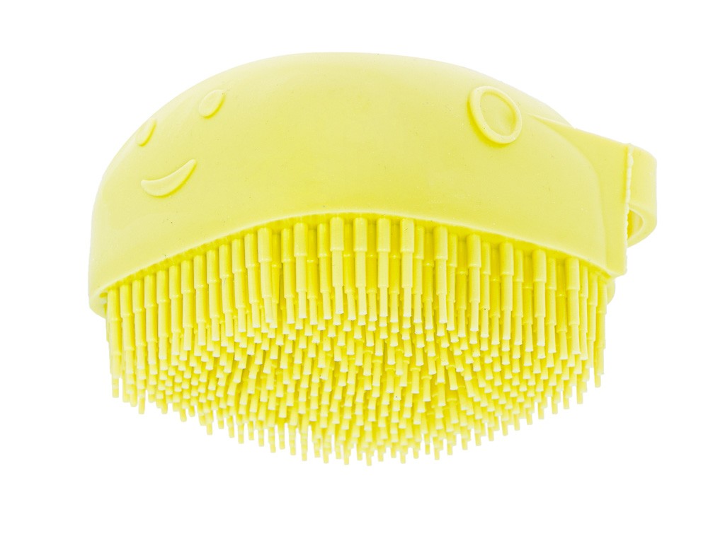 Brosse en silicone pour laver les chiens et les chats jaune