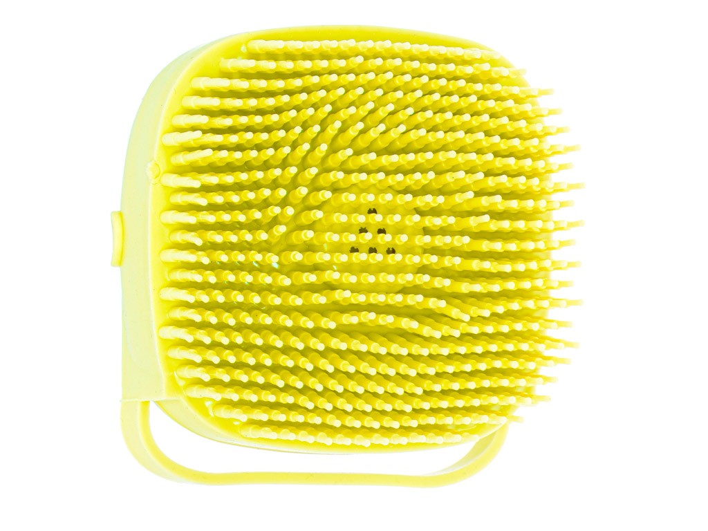 Brosse en silicone pour laver les chiens et les chats jaune