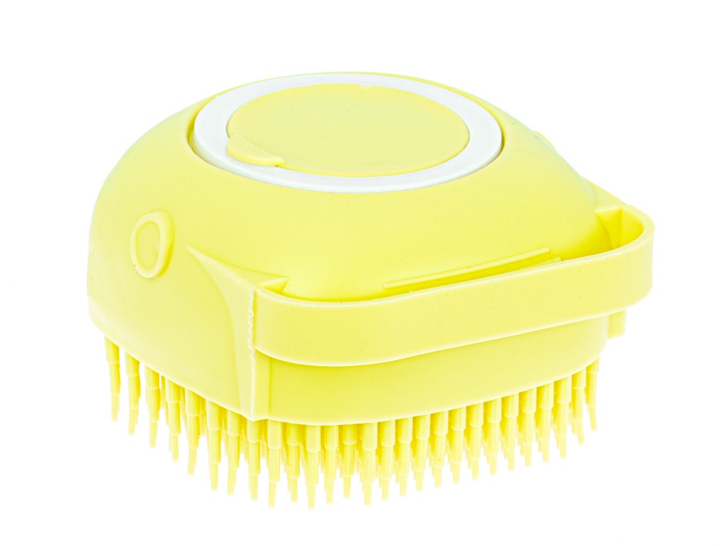 Brosse en silicone pour laver les chiens et les chats jaune