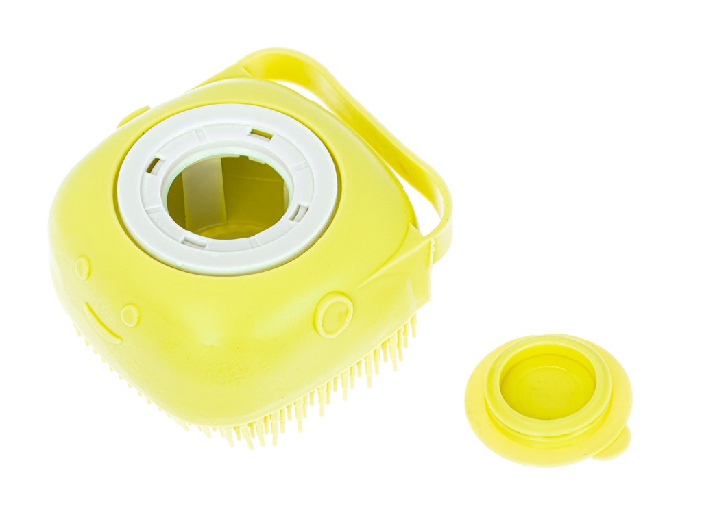 Brosse en silicone pour laver les chiens et les chats jaune