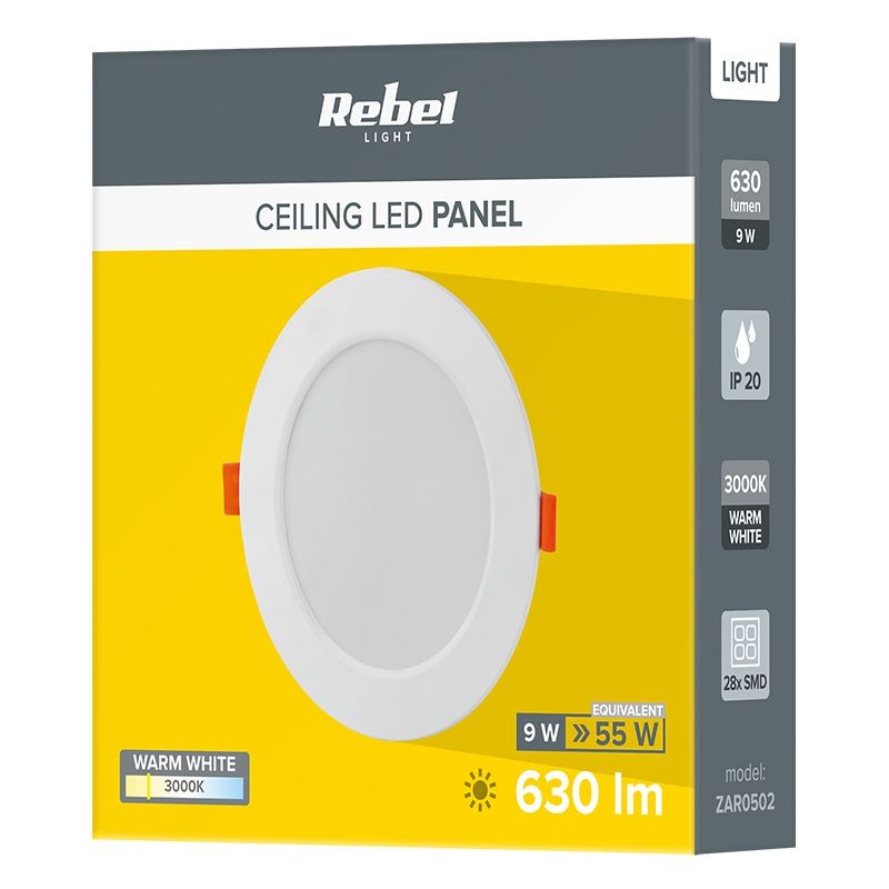 Spot LED intégré 145mm 9W 3000K 230V REBEL