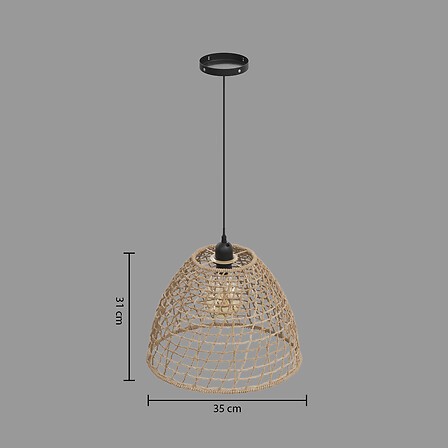 Suspension cône Jada diam 35 cm jonc naturel