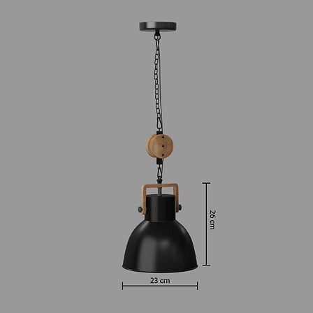 Suspension Silas diam 23 cm métal noir