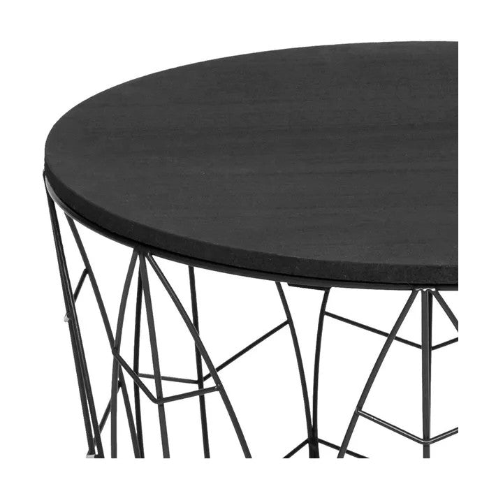 Table à Café En Métal Noir Et Plateau En Bois H 41 Cm