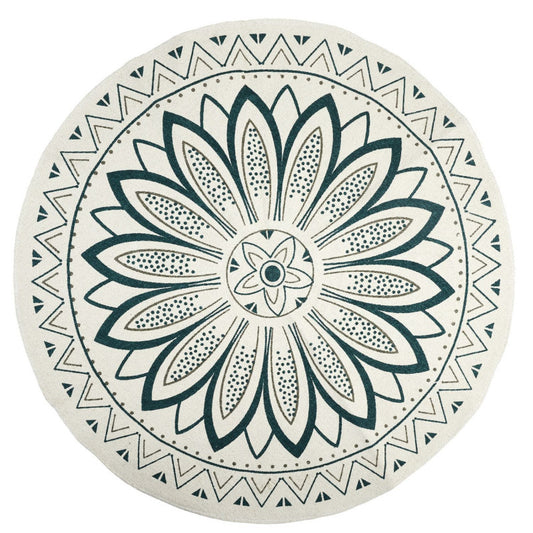 Tapis Rond Imprimé "mandala" 90cm Blanc