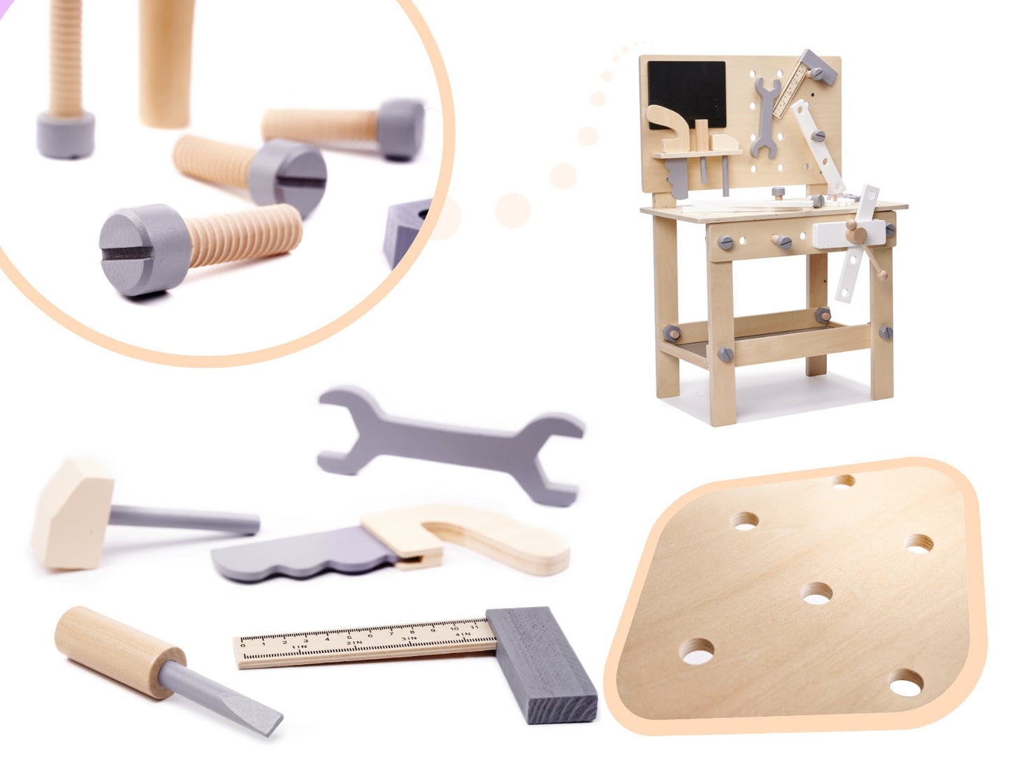 TABLE EN BOIS OUTIL BANC DE TRAVAIL POUR ENFANTS AVEC OUTILS ENSEMBLE DE BRICOLAGE BRICOLEUR
